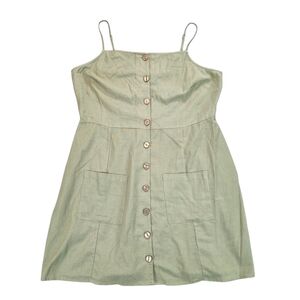 Asos NEW Cotton Linen Tank Dress Lightweight Breathable Button Front Summer 14